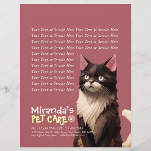 Kat Paper Cut Art Pet Care Food Shop Animal Clinic Flyer