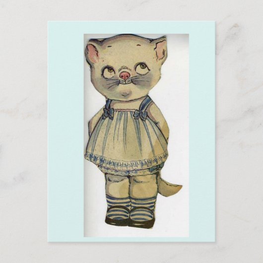 KAT PAPEREN POP VINTAGE ZOEDE POSTKAART (Voorkant)