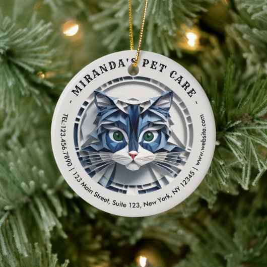 Kat Papier Origami Pet Care Grooming Dierenkliniek Keramisch Ornament (Boom)