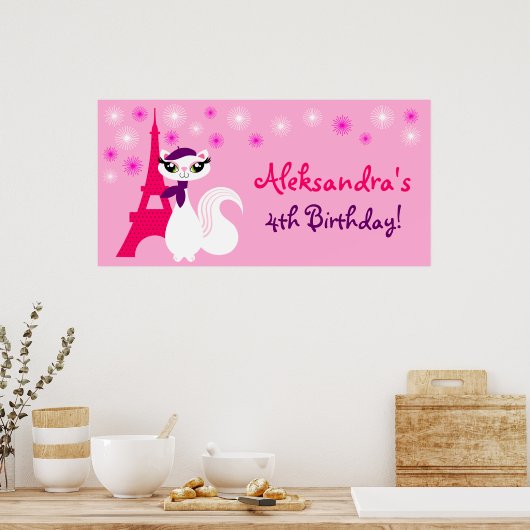  Kat Paris Birthday Banner Poster (Keuken)