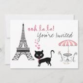 Kat Paris Birthday Invitation Kaart (Voorkant)