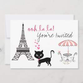 Kat Paris Birthday Invitation Kaart