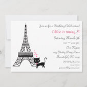 Kat Paris Birthday Invitation Kaart (Achterkant)