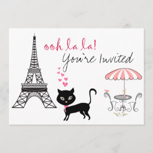 Kat Paris Birthday Invitation Kaart