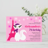  Kat Paris Pink Birthday Kaart (Staand voorkant)