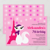  Kat Paris Pink Birthday Kaart (Voorkant / Achterkant)
