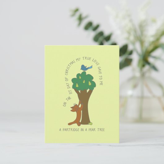 Kat Partridge in een Pear Tree Kerstmis Briefkaart (Staand voorkant)