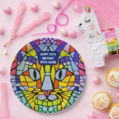 Kat Party for any Gender / Age - Cheerful Mosaic Papieren Bordje (Feest)
