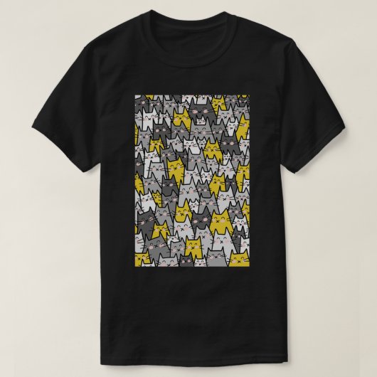 Kat Party Grey Mustard Yellow T-shirt (Design voorkant)