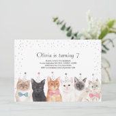 Kat Party Invitation, Cat Birthday Uitnodiging (Staand voorkant)