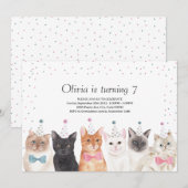 Kat Party Invitation, Cat Birthday Uitnodiging (Voorkant / Achterkant)
