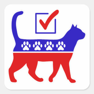 Kat Party Logo Feline Politics Great Party of Meow Vierkante Sticker