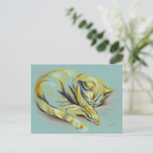 Kat pasta - Slaaptafel Kitten Briefkaart (Staand voorkant)