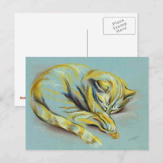 Kat pasta - Slaaptafel Kitten Briefkaart (Voorkant / Achterkant)