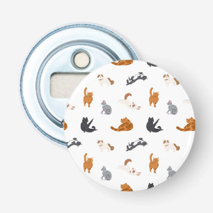 Kat patroon button flesopener