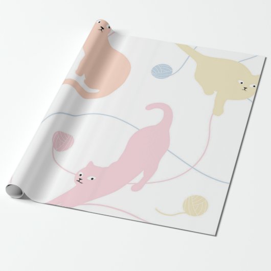 Kat patroon cadeaupapier (Uitgerold)