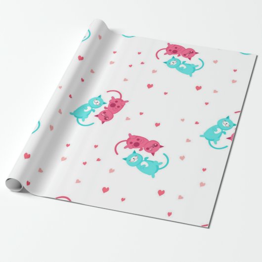 Kat patroon cadeaupapier (Uitgerold)