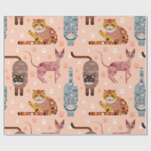 Kat patroon cadeaupapier (Vlak)