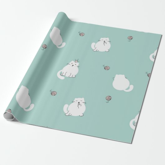 Kat patroon cadeaupapier (Uitgerold)