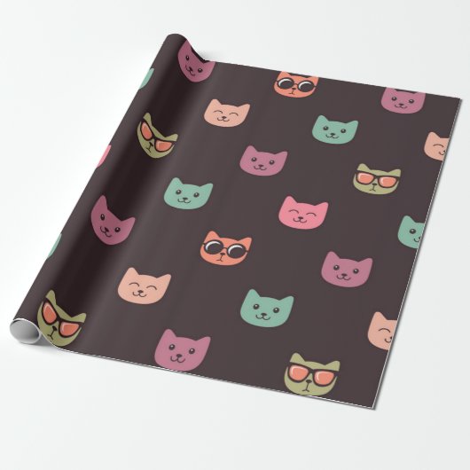 Kat patroon cadeaupapier (Uitgerold)