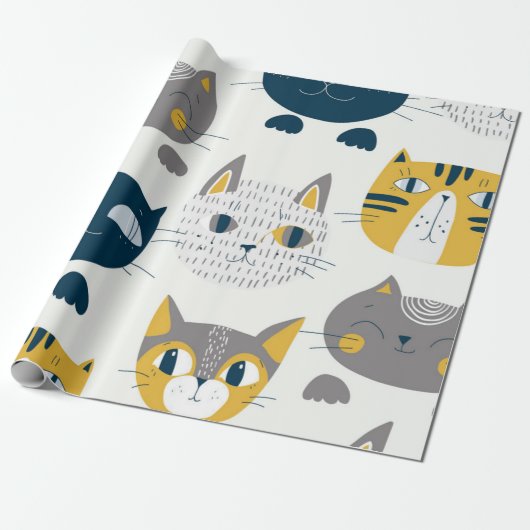 Kat patroon cadeaupapier (Uitgerold)