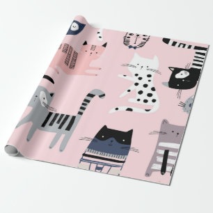 Kat patroon cadeaupapier