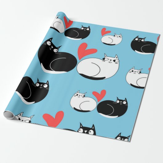Kat patroon cadeaupapier (Uitgerold)