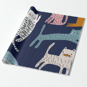 Kat patroon cadeaupapier (Uitgerold)