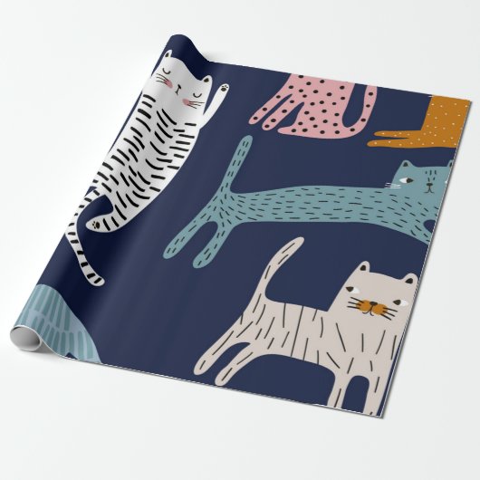 Kat patroon cadeaupapier (Uitgerold)