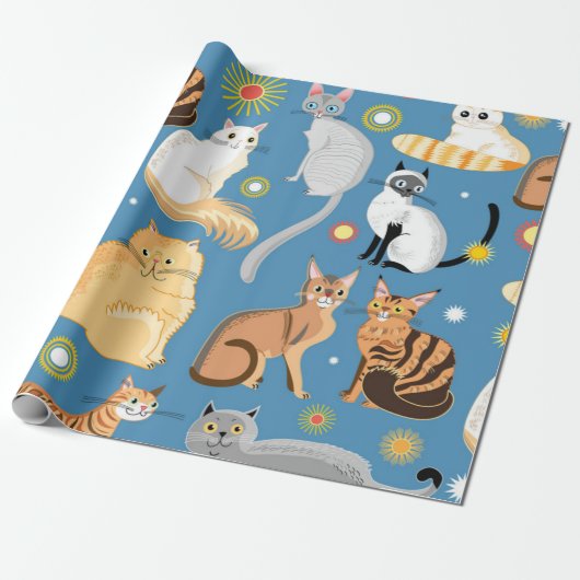 Kat patroon cadeaupapier (Uitgerold)