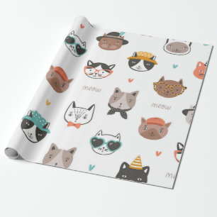 Kat patroon cadeaupapier