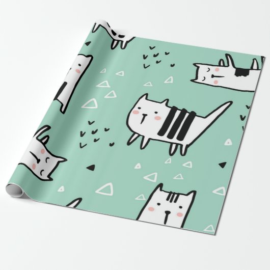 Kat patroon cadeaupapier (Uitgerold)