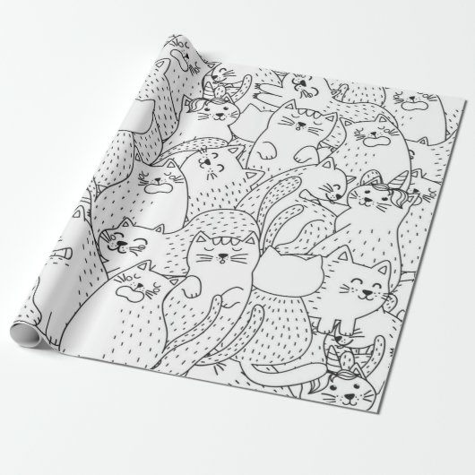 Kat patroon cadeaupapier (Uitgerold)
