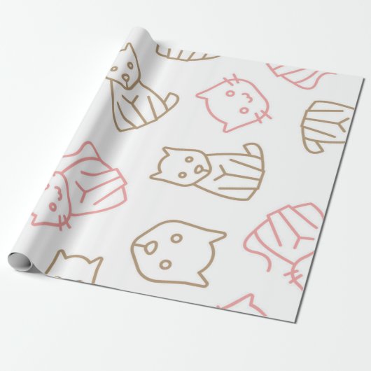 Kat patroon cadeaupapier (Uitgerold)