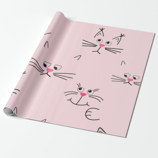 Kat patroon cadeaupapier (Uitgerold)