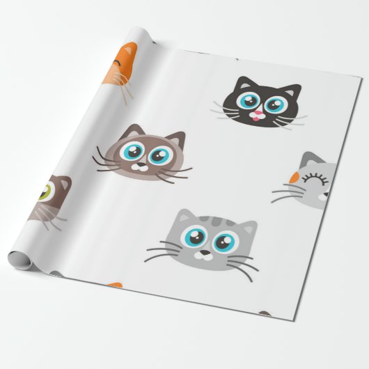 Kat patroon cadeaupapier (Uitgerold)