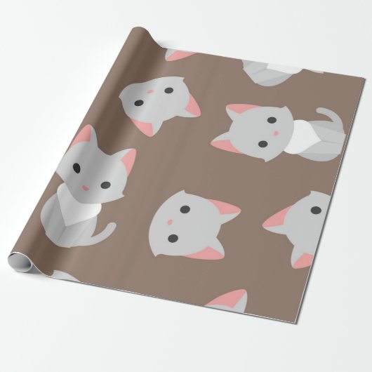 Kat patroon cadeaupapier (Uitgerold)