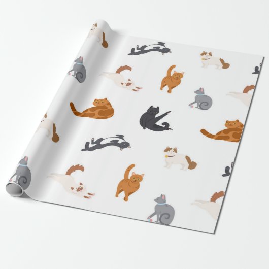 Kat patroon cadeaupapier (Uitgerold)