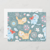 Kat Patroon drie Briefkaart (Voorkant / Achterkant)