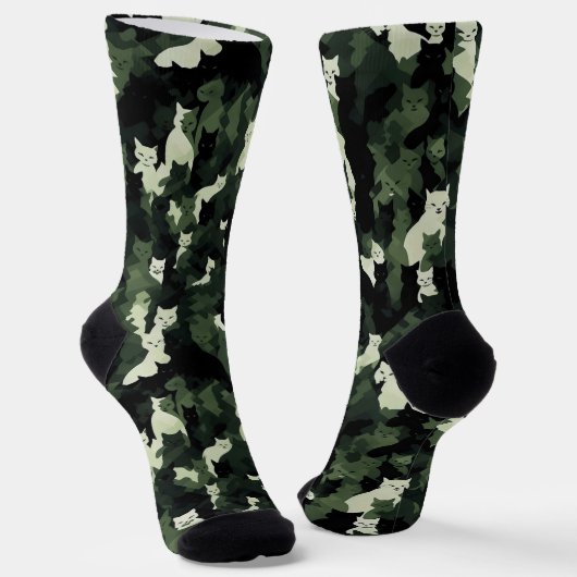 Kat Patroon Groen Camouflage Sokken (Gebogen)