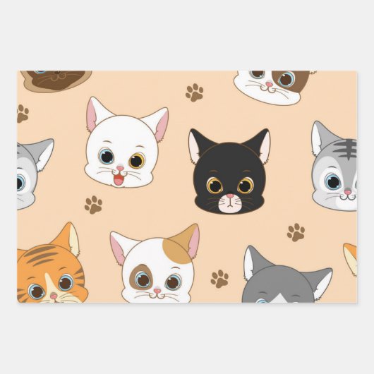 Kat patroon inpakpapier vel (Voorkant)