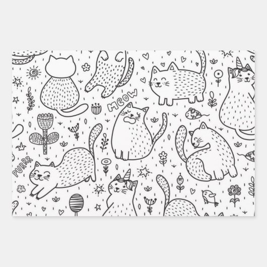 Kat patroon inpakpapier vel (Voorkant)
