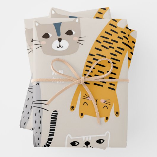 Kat patroon inpakpapier vel (In situ)