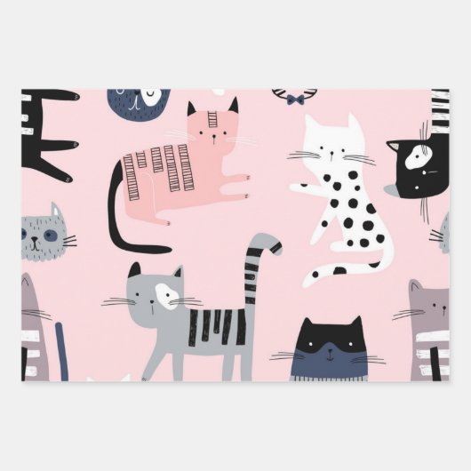 Kat patroon inpakpapier vel (Voorkant 2)