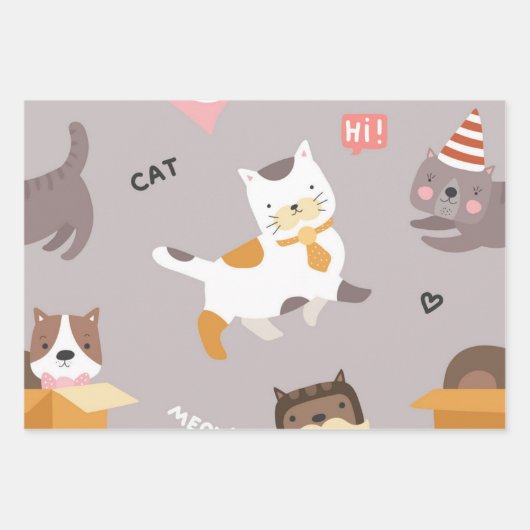 Kat patroon inpakpapier vel (Voorkant)