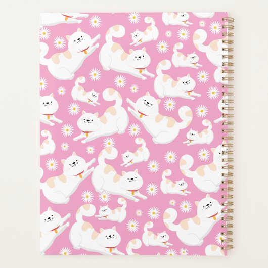 Kat Patroon Jaar en Naam Wit Planner (Achterkant)