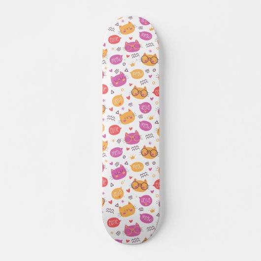 Kat-patroon met handtekening bevestigen persoonlijk skateboard (Voorkant)