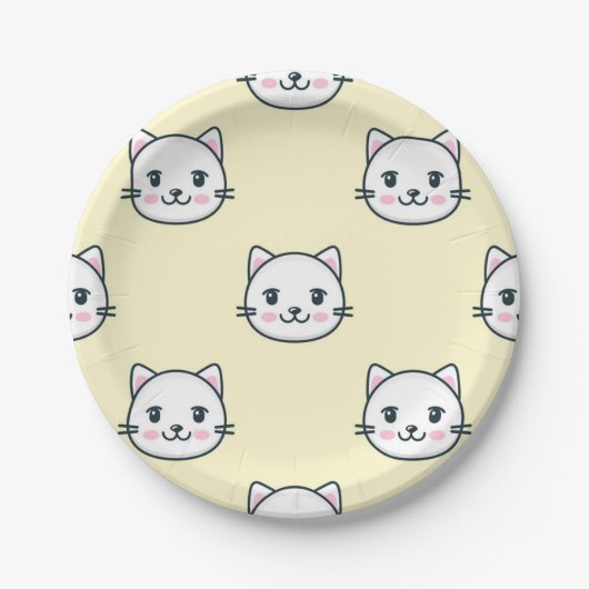 Kat patroon papieren bordje (Voorkant)