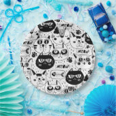 Kat Patroon Papieren Bordje (Feest)