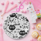 Kat Patroon Papieren Bordje (Feest)